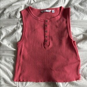Calvin Klein Pink Ribbed Polo Tank Top